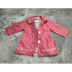 Trumpette Raincoat Girls Size 2-3 Pink Lined Vinyl‎ 2 Button Collared EUC